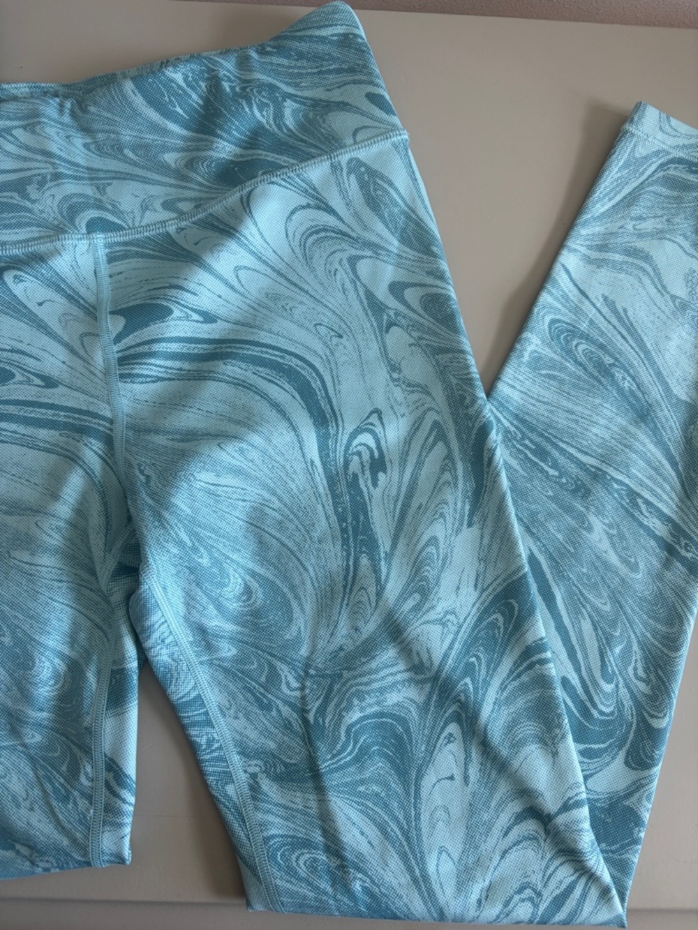 Athleta Girls Teal Marble Print Leggings